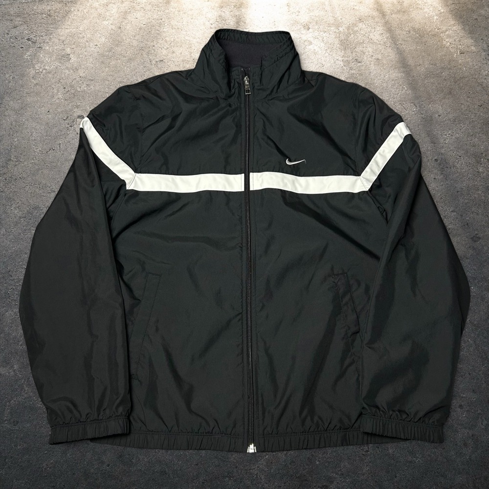 Nike Windbreaker Jacket Black White Stripe Vintage Y2K Skater Mens Size Small